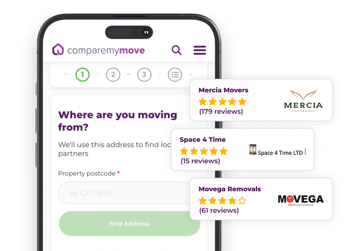 A screenshot of our easy to use international removals comparison form with example reviews