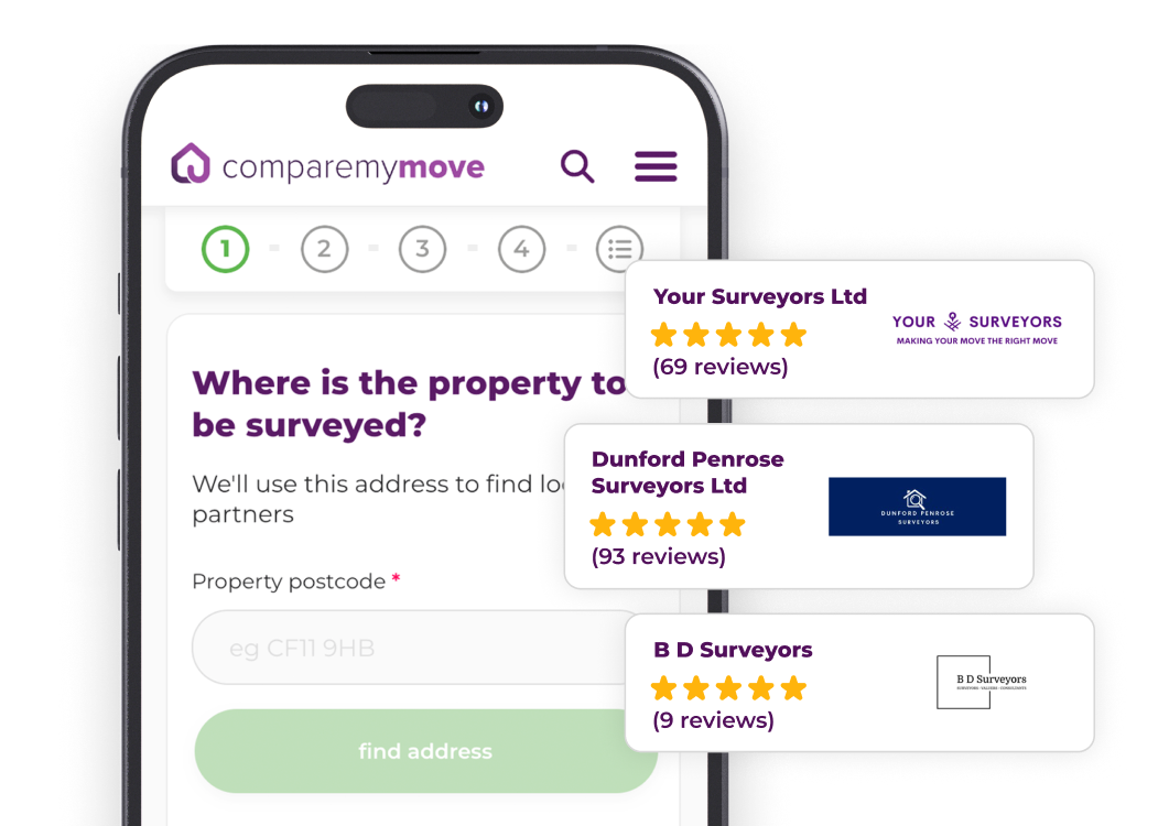 A screenshot of our easy to use surveyors comparison form with example reviews